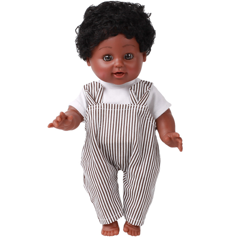 Simulation Black Doll Baby Ankle Biter Girl Toy Doll Vinyl Plastic Soft Plastic Doll African Doll
