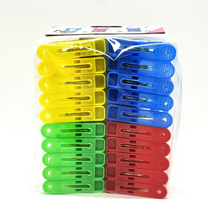 Sunshine Department Store Bagged Colorful Plastic Clip Household Clothespin Windproof 4 Color Mixed Pack 20 PCs Solid Color Clip