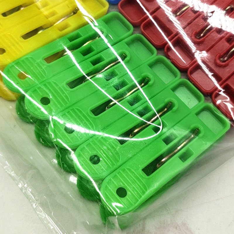 Sunshine Department Store Bagged Colorful Plastic Clip Household Clothespin Windproof 4 Color Mixed Pack 20 PCs Solid Color Clip
