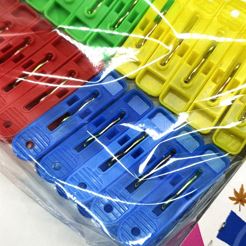 Sunshine Department Store Bagged Colorful Plastic Clip Household Clothespin Windproof 4 Color Mixed Pack 20 PCs Solid Color Clip