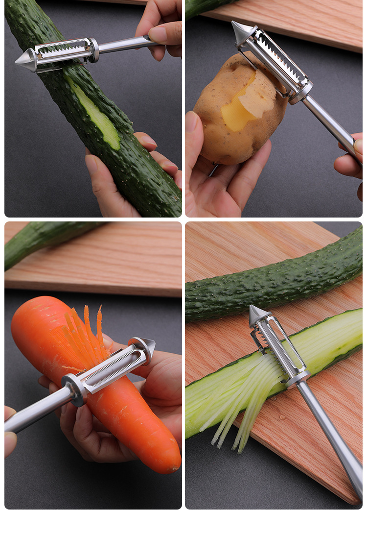 Factory in Stock New Homehold Peler Three-in-One Multi-Functional Peeler Beam Knife Peeling Knife Paring Knife