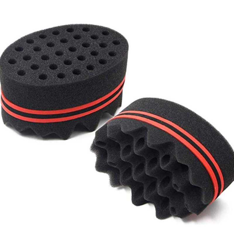 African Magic Curly Hair Sponge Creative Hairdressing Double-Sided Dual-Use with Holes Dirty Hair Messy Hair Hair Curlers
