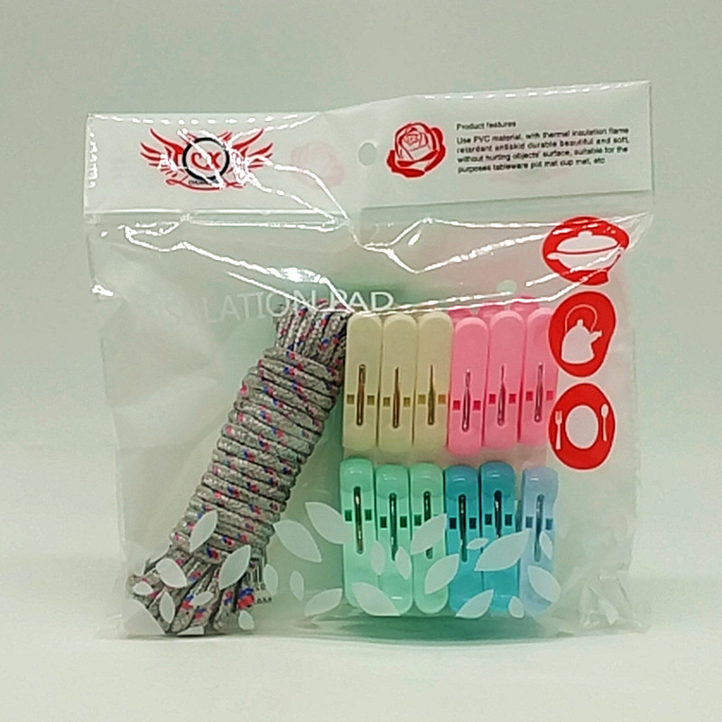Sunshine Department Store Bag 5 M Rope 12Pc Color Clothes Pin Plastic Clip Three Colors Woven Non-Slip Clothesline Sunshine Department Store Bag 5 M Rope 12Pc Color Clothes Pin Plastic Clip Three Colors Woven Non-Slip Clothesline