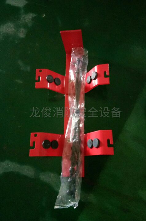 A fire extinguisher holder, a fixed hanger, a fire extinguisher.
