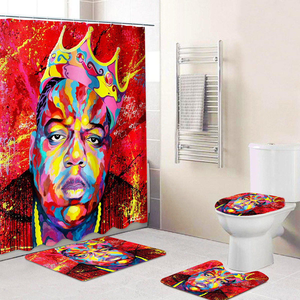 Cross-Border European and American Style African Women&#039;s Bathroom Non-Slip Floor Mat Flannel Printed Sponge Floor Mat Toilet Four-Piece Set