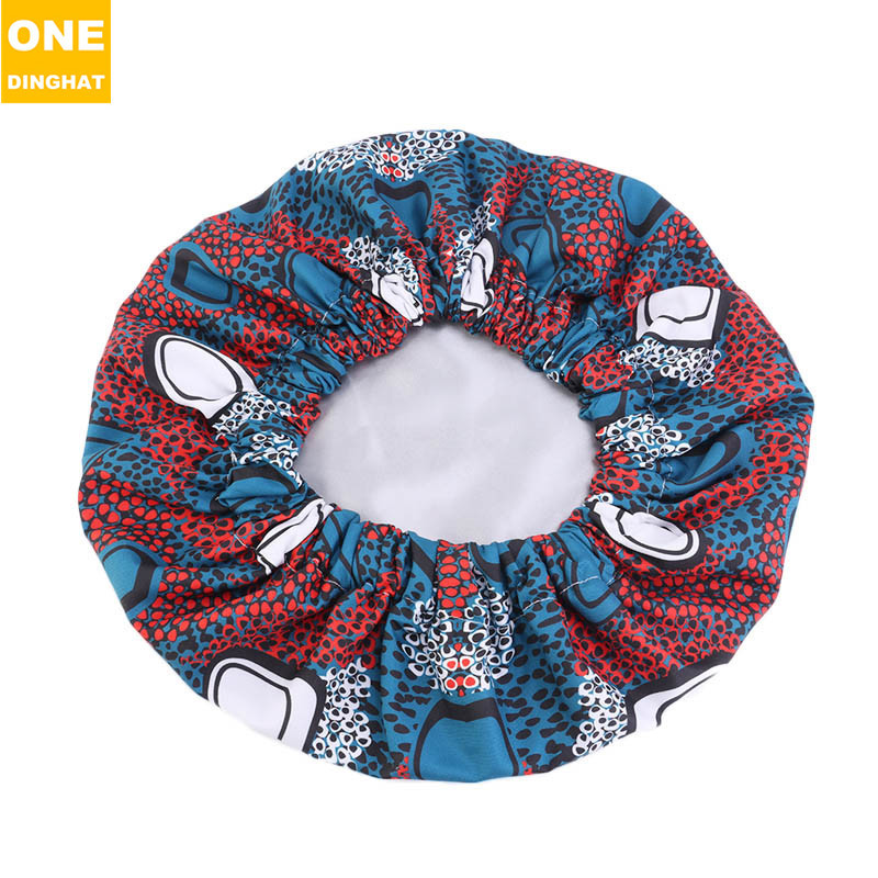 Extra Large African Printed Double Layer Nightcap Satin Lining Elastic Wide Brim Tam-O'-Shanter Amazon Hot Sale