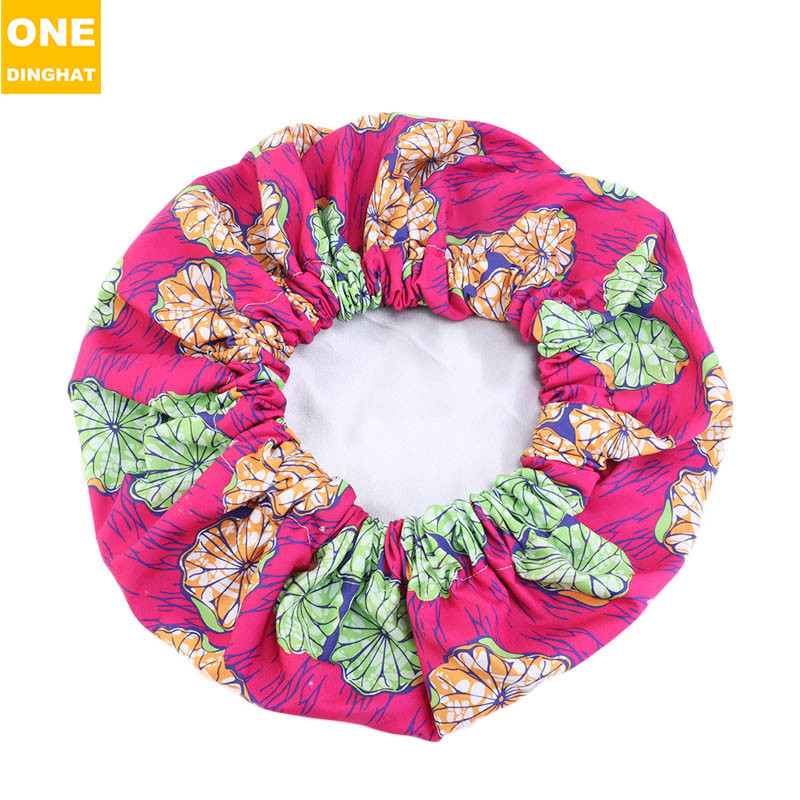 Extra Large African Printed Double Layer Nightcap Satin Lining Elastic Wide Brim Tam-O'-Shanter Amazon Hot Sale