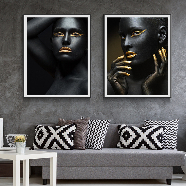 Modern Minimalist African Beauty Decorative Painting Living Room Sofa Background Mural Large Model Room Entrance Slightly Luxury Painting