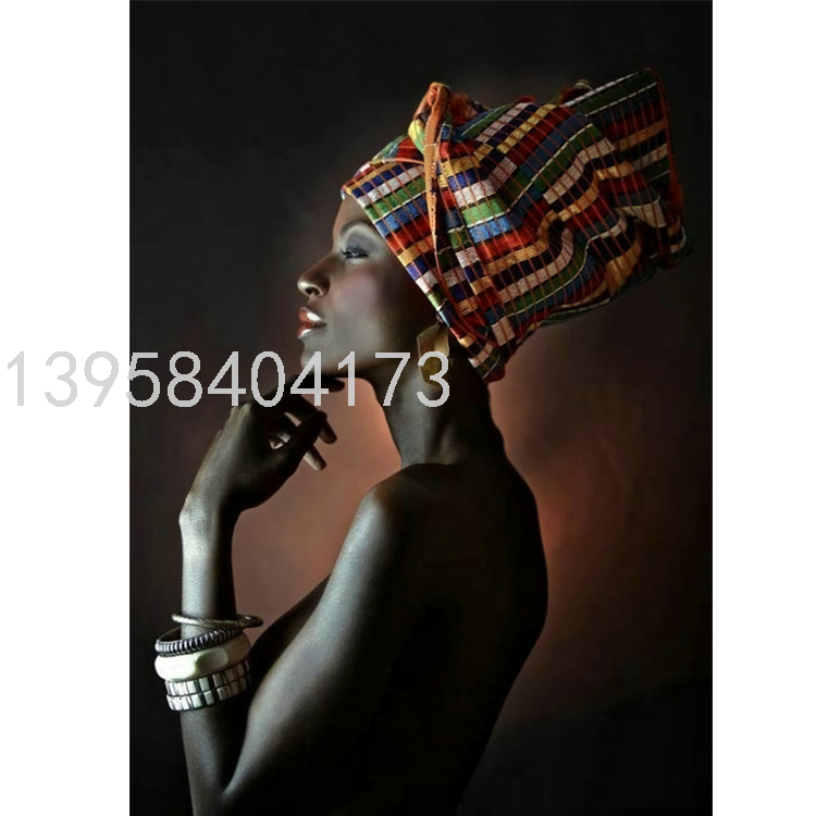 Modern Minimalist African Beauty Decorative Painting Living Room Sofa Background Mural Large Model Room Entrance Slightly Luxury Painting