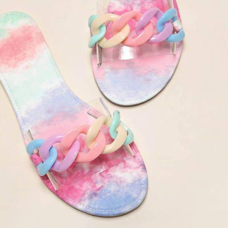 African Candy-Colored Chain Slippers for Women 2021 New African Women Sandals Slipper