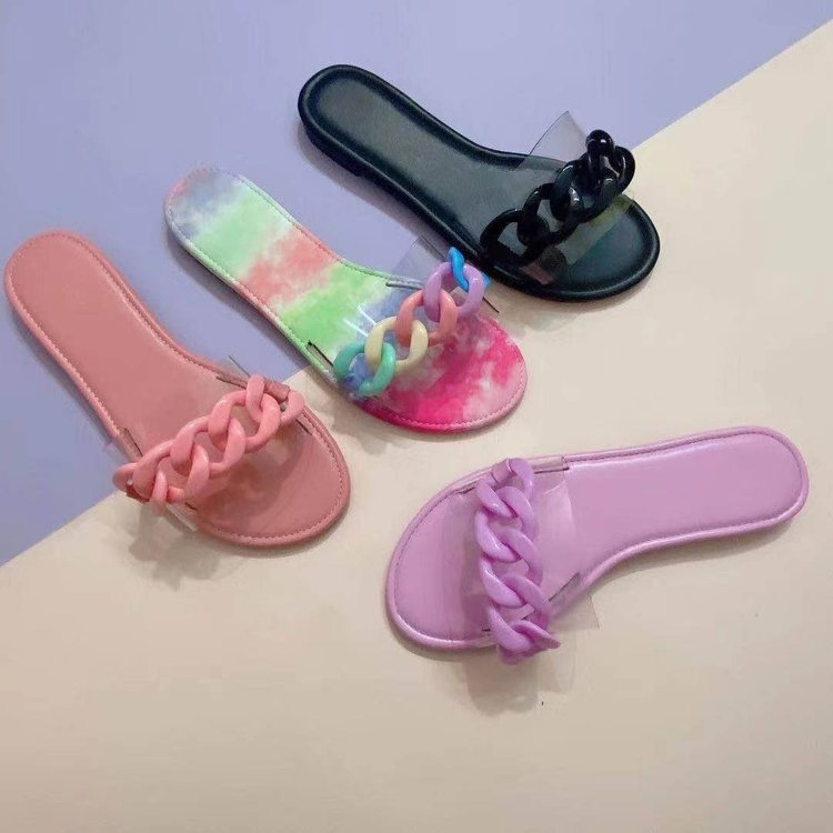 African Candy-Colored Chain Slippers for Women 2021 New African Women Sandals Slipper