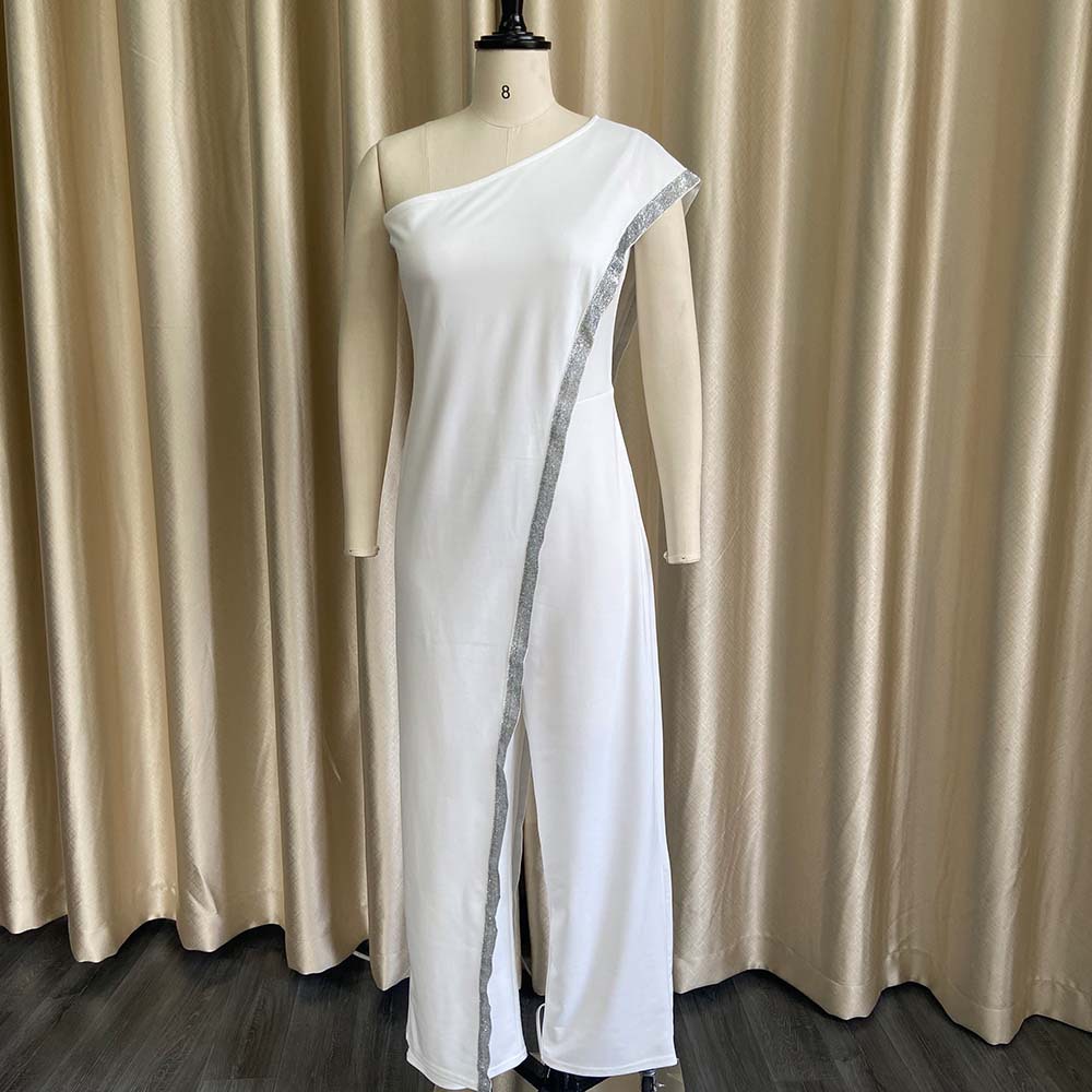 2020 Cross-Border New Arrival EBay European and American Independent Station Bright Edge Fashion Jumpsuit One Shoulder African Large Size Women's Trousers