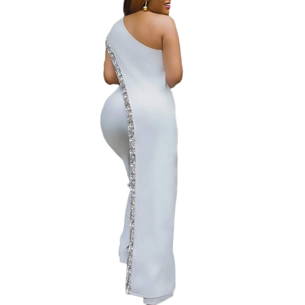 2020 Cross-Border New Arrival EBay European and American Independent Station Bright Edge Fashion Jumpsuit One Shoulder African Large Size Women's Trousers
