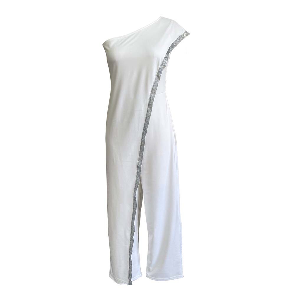 2020 Cross-Border New Arrival EBay European and American Independent Station Bright Edge Fashion Jumpsuit One Shoulder African Large Size Women's Trousers