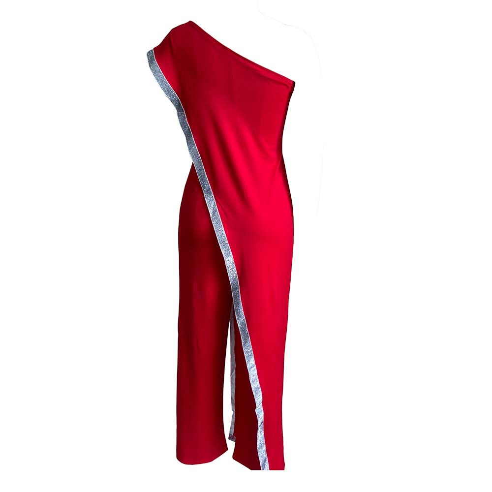 2020 Cross-Border New Arrival EBay European and American Independent Station Bright Edge Fashion Jumpsuit One Shoulder African Large Size Women's Trousers