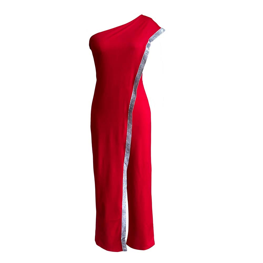 2020 Cross-Border New Arrival EBay European and American Independent Station Bright Edge Fashion Jumpsuit One Shoulder African Large Size Women's Trousers