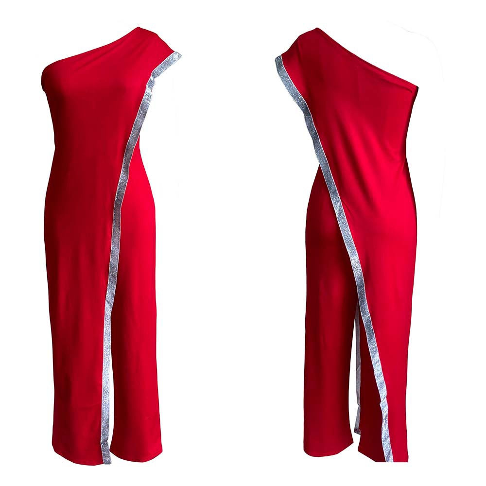 2020 Cross-Border New Arrival EBay European and American Independent Station Bright Edge Fashion Jumpsuit One Shoulder African Large Size Women's Trousers