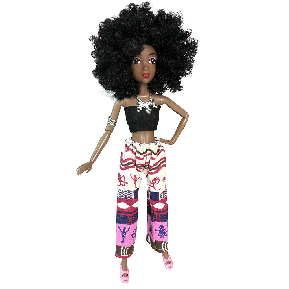 Foreign Trade African Black Doll 18 Cross-Border Multi-Joint Black Skin African Baby Doll Babi