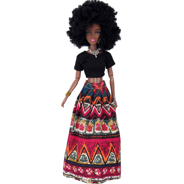 Foreign Trade African Black Doll 18 Cross-Border Multi-Joint Black Skin African Baby Doll Babi
