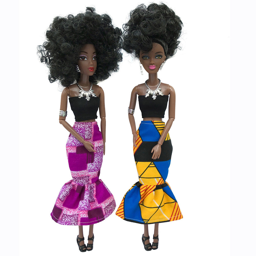 Foreign Trade African Black Doll 18 Cross-Border Multi-Joint Black Skin African Baby Doll Babi