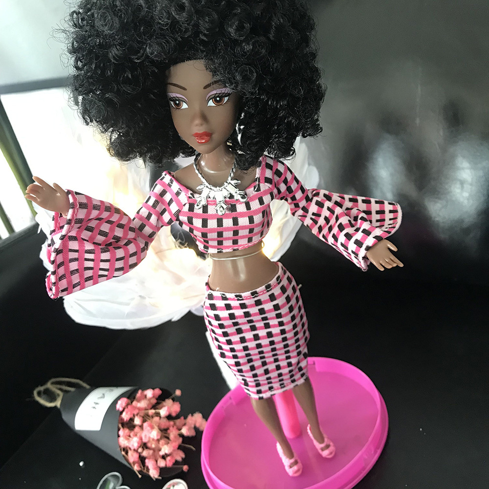 Foreign Trade African Black Doll 18 Cross-Border Multi-Joint Black Skin African Baby Doll Babi