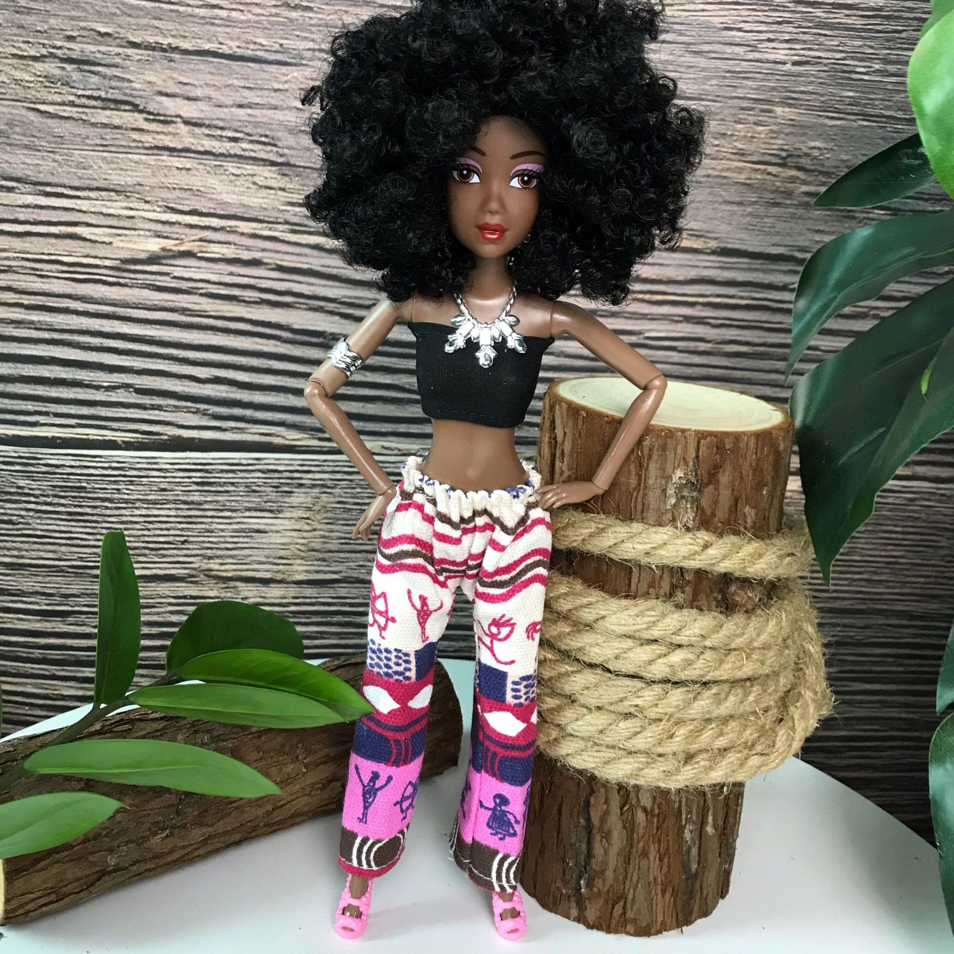 Foreign Trade African Black Doll 18 Cross-Border Multi-Joint Black Skin African Baby Doll Babi