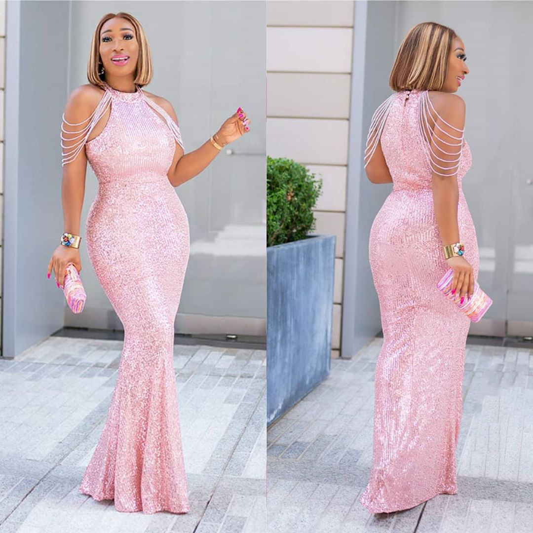 European And American African Women 'S Wear Quality Dress High Elasticity Sequin Fishtail Dress Source Factory In Stock