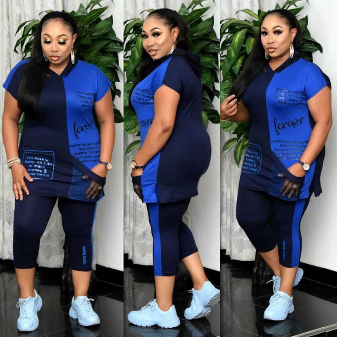 African Mother Wear Printed Mesh Stitching Loose T-shirt Cropped Pants Leggings Two-Piece Suit Women