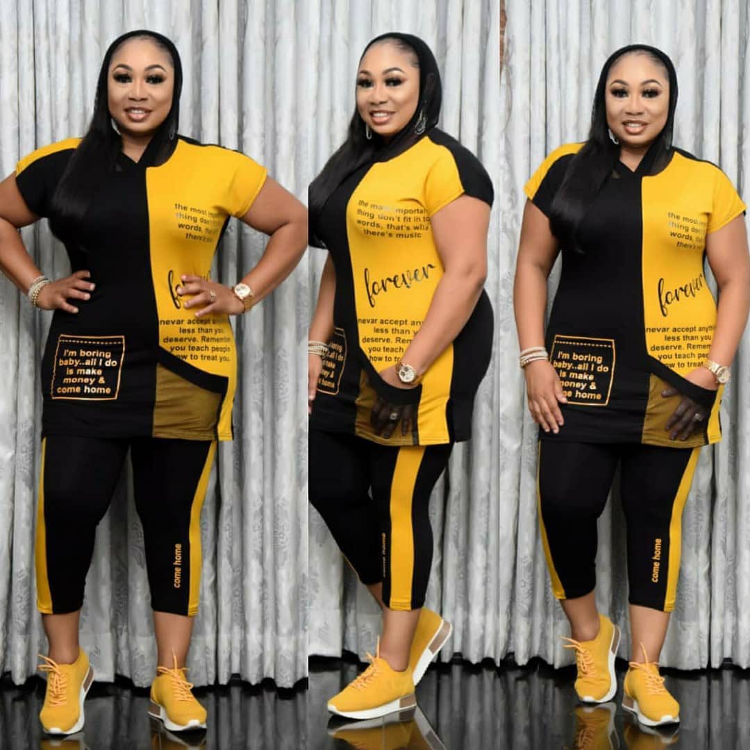 African Mother Wear Printed Mesh Stitching Loose T-shirt Cropped Pants Leggings Two-Piece Suit Women
