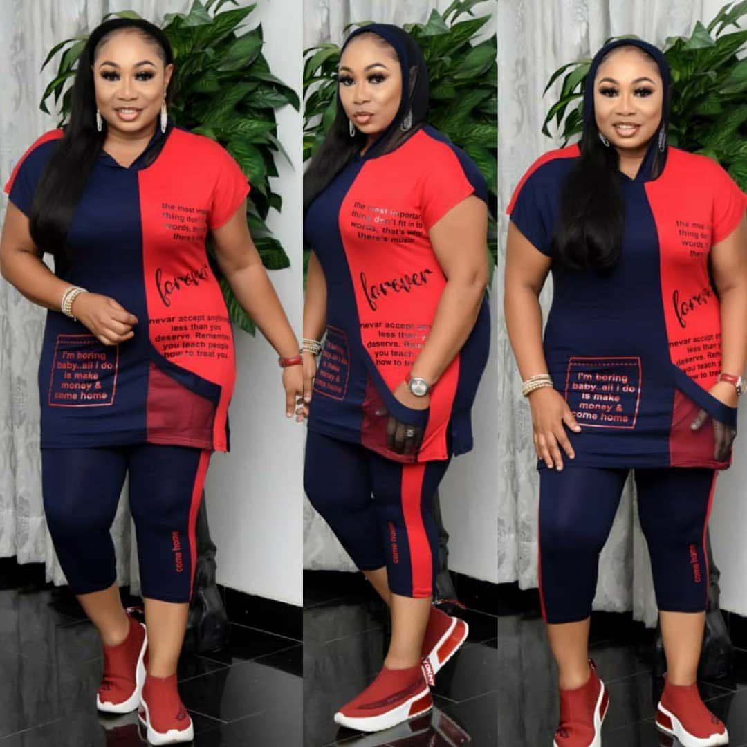 African Mother Wear Printed Mesh Stitching Loose T-shirt Cropped Pants Leggings Two-Piece Suit Women