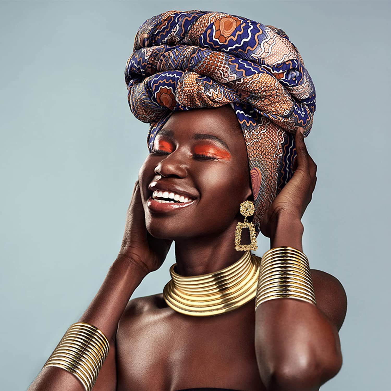 European and American Exaggerated Collar Bracelet Three-Piece Earrings Set Amazon Hot Choker African Tribal Necklace Ornament