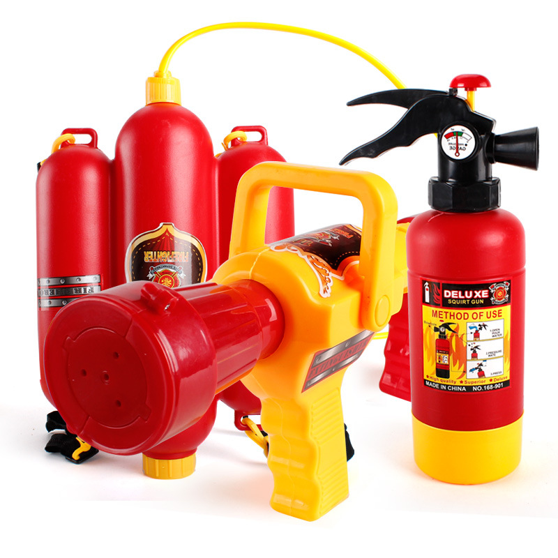 Backpack-type water gun summer children cartoon pull type fire extinguisher water gun plastic sandstand water toys