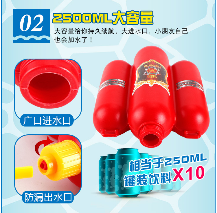 Backpack-type water gun summer children cartoon pull type fire extinguisher water gun plastic sandstand water toys