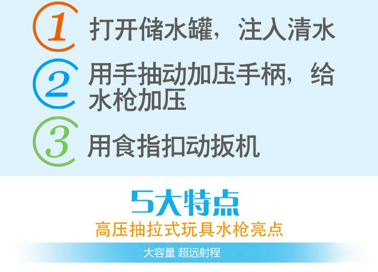 Backpack-type water gun summer children cartoon pull type fire extinguisher water gun plastic sandstand water toys
