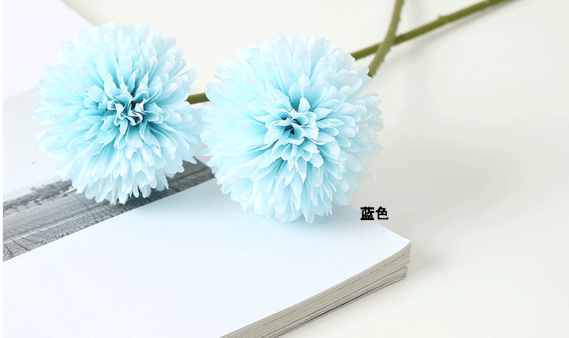 Artificial Flower Ball Chrysanthemum Dandelion Single African Table Tennis Chrysanthemum Home Living Room Decoration Raw Silk Potted Flower Arrangement