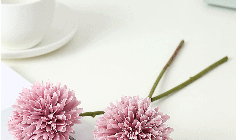 Artificial Flower Ball Chrysanthemum Dandelion Single African Table Tennis Chrysanthemum Home Living Room Decoration Raw Silk Potted Flower Arrangement