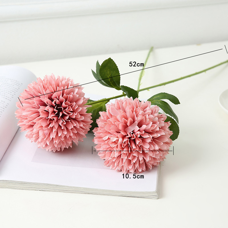 Artificial Flower Ball Chrysanthemum Dandelion Single African Table Tennis Chrysanthemum Home Living Room Decoration Raw Silk Potted Flower Arrangement