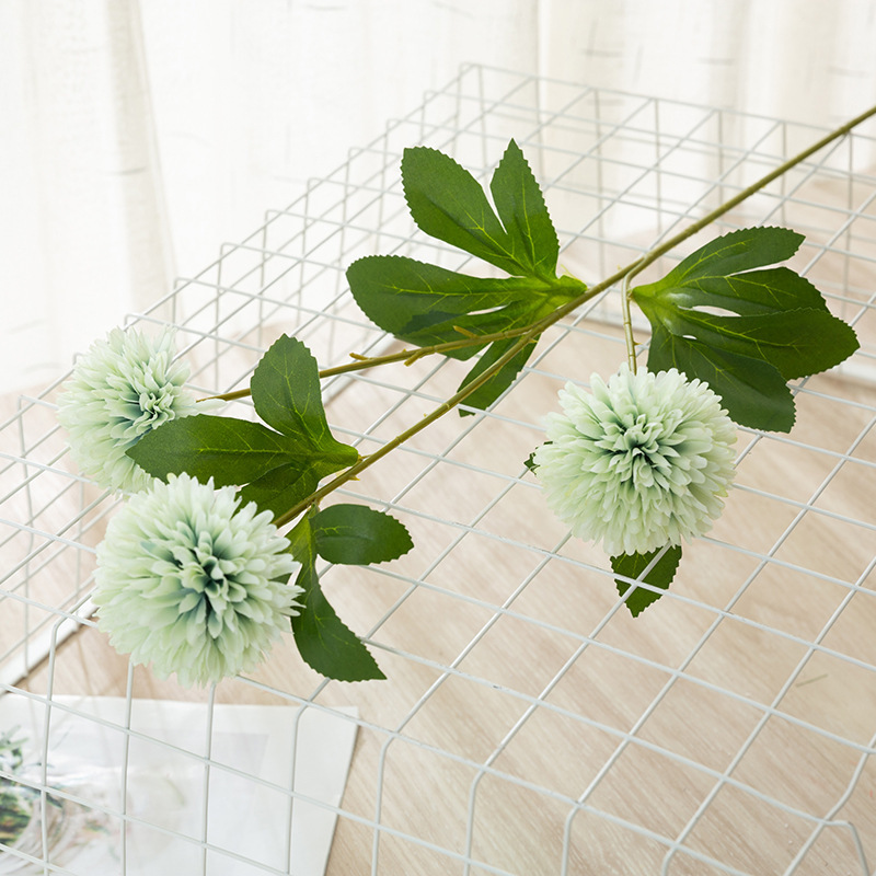 Artificial Flower Ball Chrysanthemum Dandelion Single African Table Tennis Chrysanthemum Home Living Room Decoration Raw Silk Potted Flower Arrangement