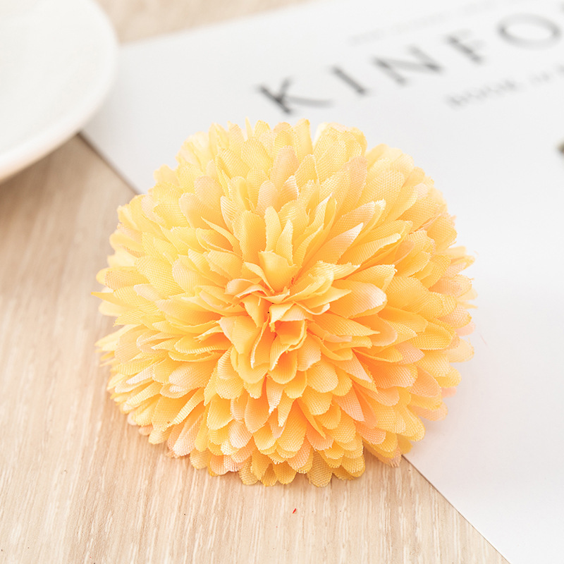Artificial Flower Ball Chrysanthemum Dandelion Single African Table Tennis Chrysanthemum Home Living Room Decoration Raw Silk Potted Flower Arrangement