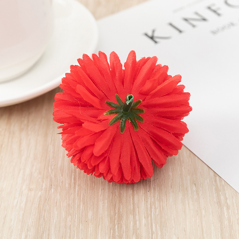 Artificial Flower Ball Chrysanthemum Dandelion Single African Table Tennis Chrysanthemum Home Living Room Decoration Raw Silk Potted Flower Arrangement