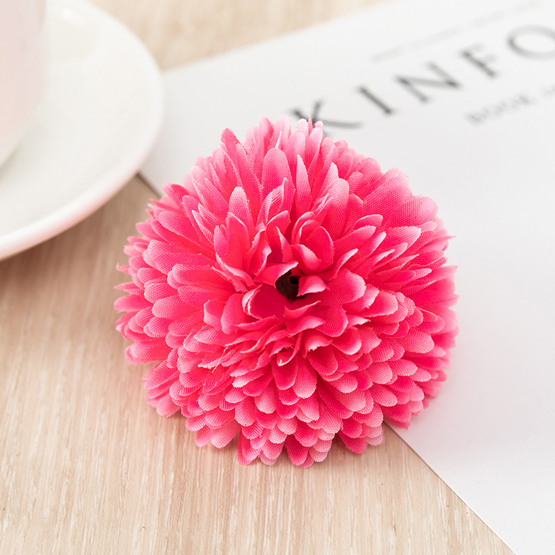 Artificial Flower Ball Chrysanthemum Dandelion Single African Table Tennis Chrysanthemum Home Living Room Decoration Raw Silk Potted Flower Arrangement