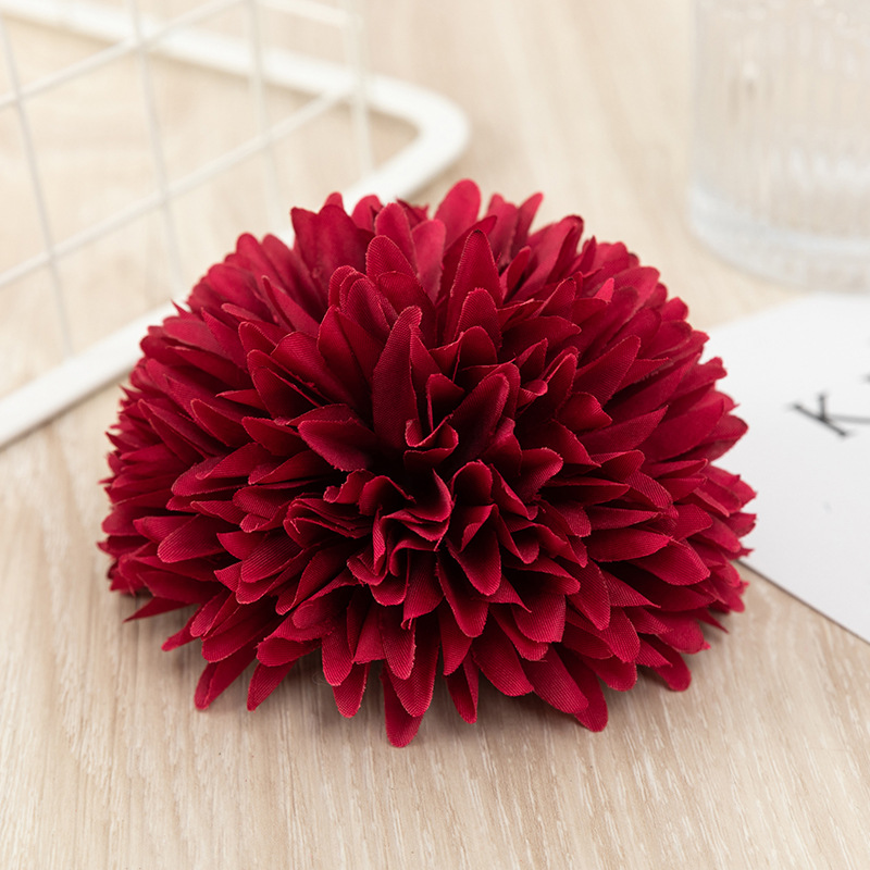 Artificial Flower Ball Chrysanthemum Dandelion Single African Table Tennis Chrysanthemum Home Living Room Decoration Raw Silk Potted Flower Arrangement