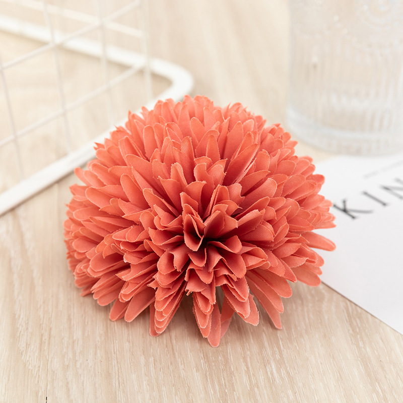 Artificial Flower Ball Chrysanthemum Dandelion Single African Table Tennis Chrysanthemum Home Living Room Decoration Raw Silk Potted Flower Arrangement