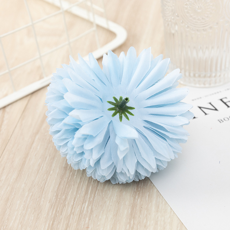 Artificial Flower Ball Chrysanthemum Dandelion Single African Table Tennis Chrysanthemum Home Living Room Decoration Raw Silk Potted Flower Arrangement