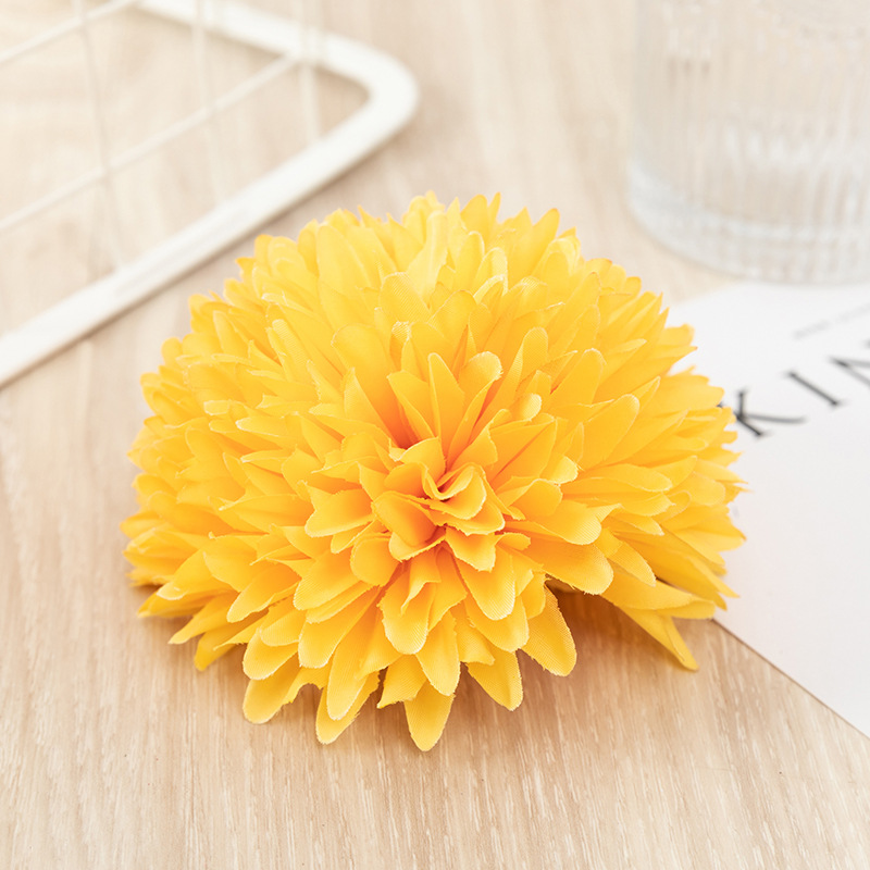 Artificial Flower Ball Chrysanthemum Dandelion Single African Table Tennis Chrysanthemum Home Living Room Decoration Raw Silk Potted Flower Arrangement