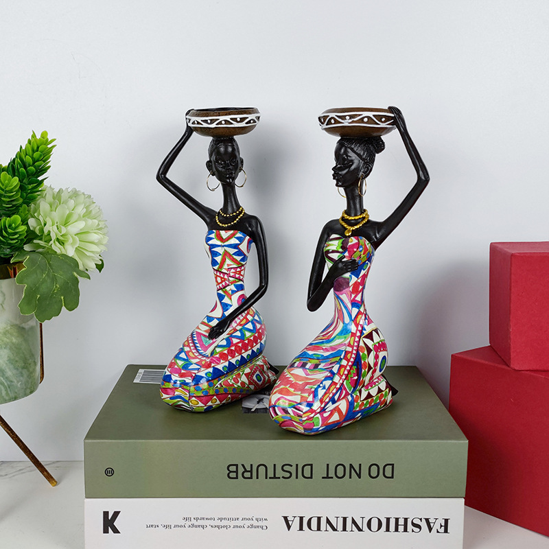 Creative African Ethnic Style Candlestick Decoration Home Living Room Retro Candlestick Decoration Resin Crafts Wholesale