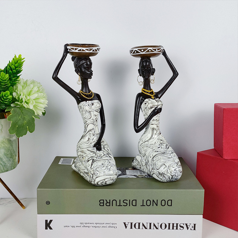 Creative African Ethnic Style Candlestick Decoration Home Living Room Retro Candlestick Decoration Resin Crafts Wholesale