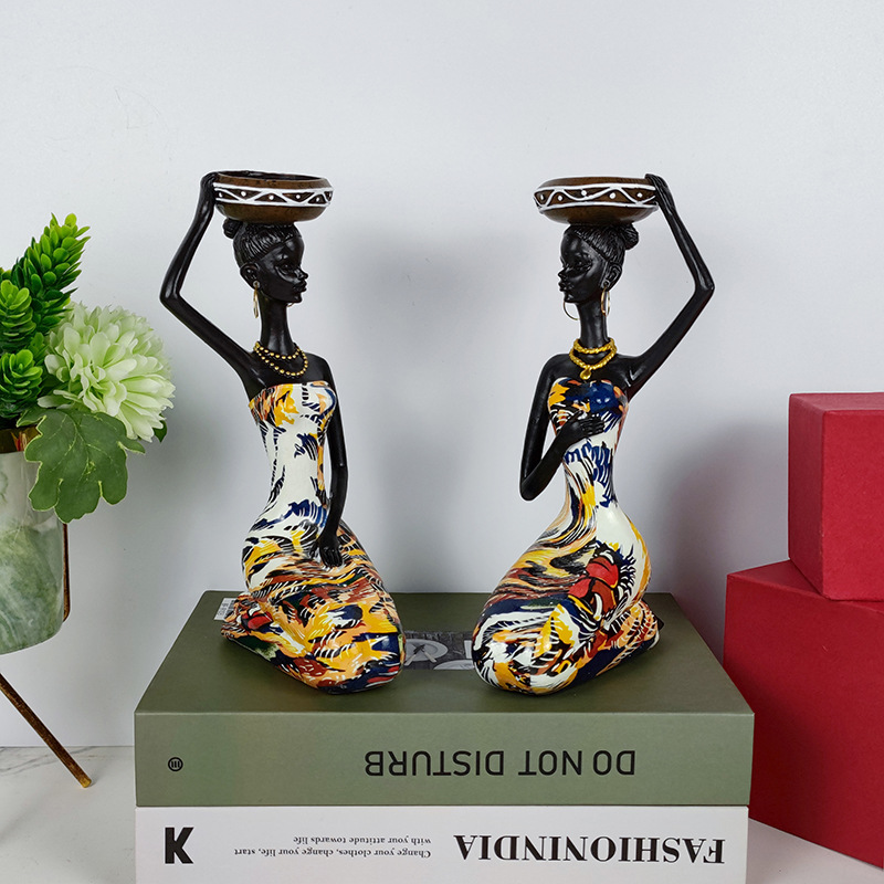 Creative African Ethnic Style Candlestick Decoration Home Living Room Retro Candlestick Decoration Resin Crafts Wholesale
