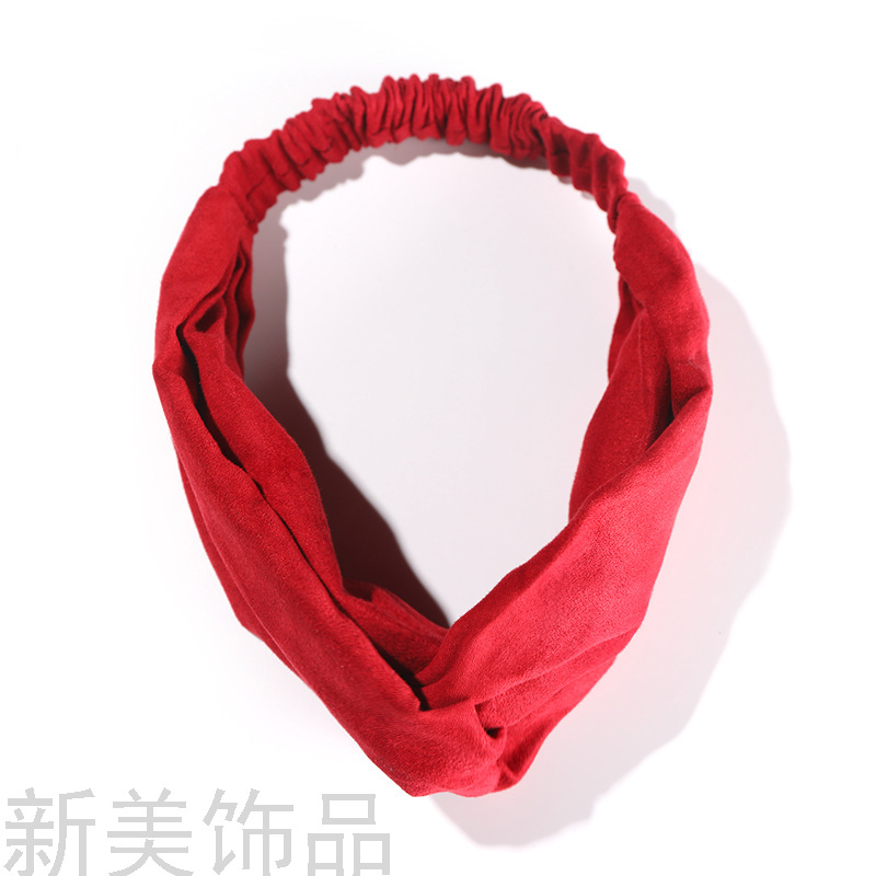 Korean Version of the INS Internet Celebrity Elastic Cross Cloth Hair Ring Hair Band Headband Hair Washing Face Hair Band Solid Color Satin