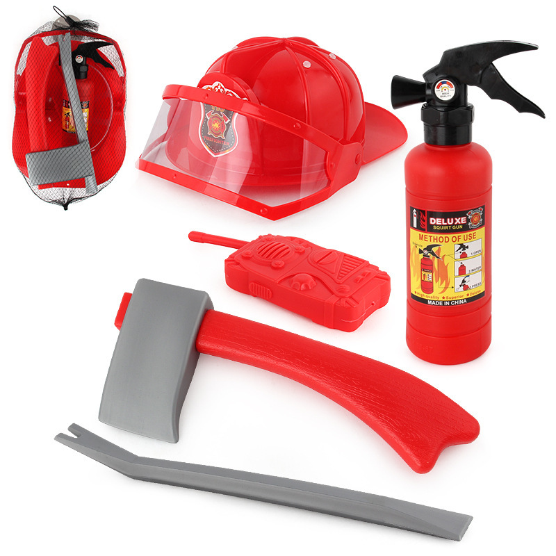 Children&#039;s Toys Fire Cap Fire Extinguisher Backpack Water Gun Vest Firefighter Play Set Stage Performance Props